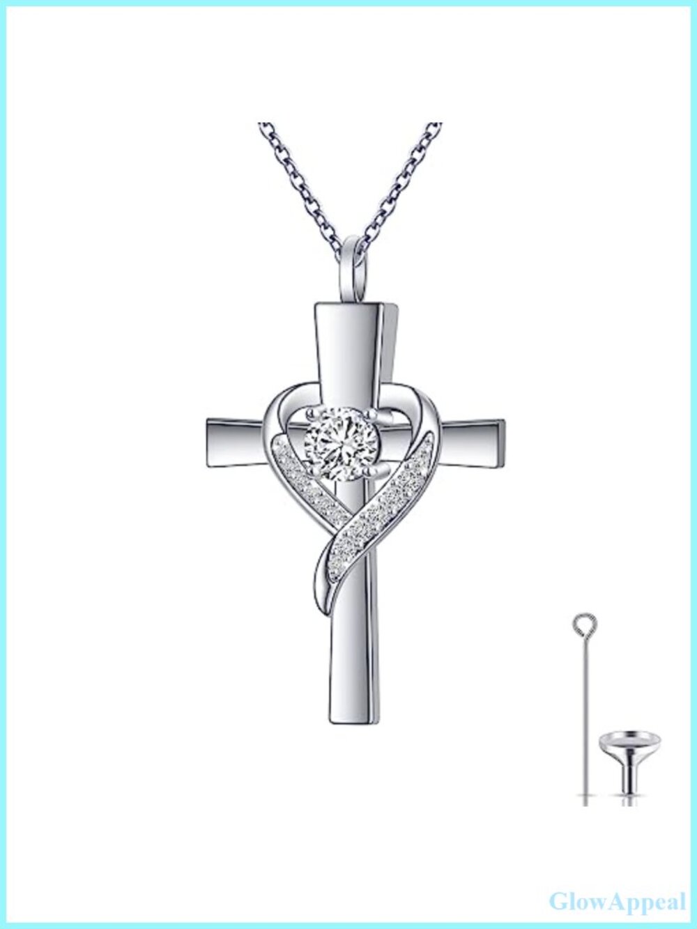 925 Sterling Silver Urn Necklace Cross Cremation Keepsake Memorial Jewelry